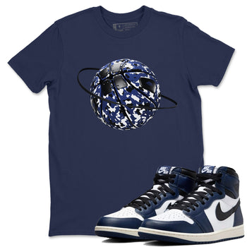1s Midnight Navy shirts to match jordans Camo Basketball Planet sneaker match tees Air Jordan 1 Midnight Navy match shoes to clothes SNRT Sneaker Tees unisex cotton Navy 1 shirts