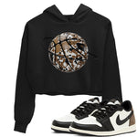 1s Low OG Mocha shirts to match jordans Camo Basketball Planet sneaker match tees Air Jordan 1 Mocha match shoes to clothes SNRT Sneaker Tees unisex cotton Black 1 crop tee