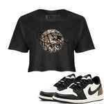 1s Low OG Mocha shirts to match jordans Camo Basketball Planet sneaker match tees Air Jordan 1 Mocha match shoes to clothes SNRT Sneaker Tees unisex cotton Black 1 crop tee