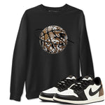 1s Low OG Mocha shirts to match jordans Camo Basketball Planet sneaker match tees Air Jordan 1 Mocha match shoes to clothes SNRT Sneaker Tees unisex cotton Black 1 shirts