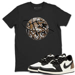 1s Low OG Mocha shirts to match jordans Camo Basketball Planet sneaker match tees Air Jordan 1 Mocha match shoes to clothes SNRT Sneaker Tees unisex cotton Black 1 shirts