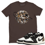 1s Low OG Mocha shirts to match jordans Camo Basketball Planet sneaker match tees Air Jordan 1 Mocha match shoes to clothes SNRT Sneaker Tees unisex cotton Dark Chocolate 1 shirts