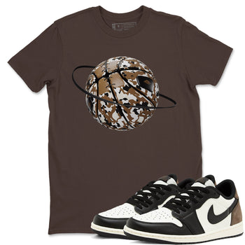 1s Low OG Mocha shirts to match jordans Camo Basketball Planet sneaker match tees Air Jordan 1 Mocha match shoes to clothes SNRT Sneaker Tees unisex cotton Dark Chocolate 1 shirts