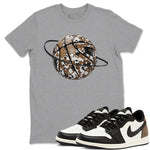 1s Low OG Mocha shirts to match jordans Camo Basketball Planet sneaker match tees Air Jordan 1 Mocha match shoes to clothes SNRT Sneaker Tees unisex cotton Heather Grey 1 shirts