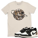 1s Low OG Mocha shirts to match jordans Camo Basketball Planet sneaker match tees Air Jordan 1 Mocha match shoes to clothes SNRT Sneaker Tees unisex cotton Natural 1 shirts