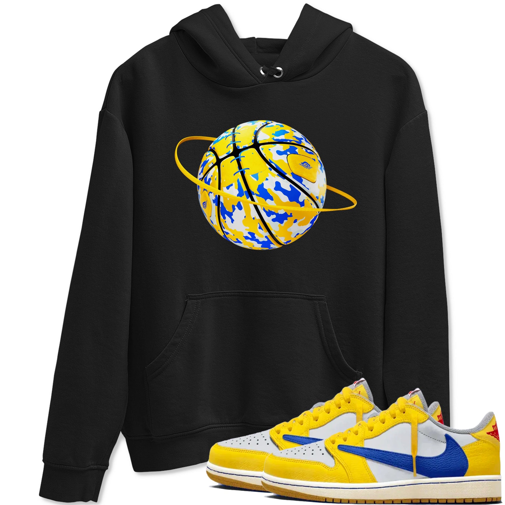1s Travis Scott Canary shirt to match jordans Camo Basketball Planet sneaker tees Air Jordan 1 Travis Scott Canary SNRT Sneaker Release Tees unisex cotton Black 1 crew neck shirt