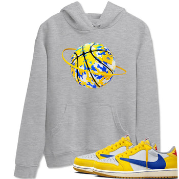 1s Travis Scott Canary shirt to match jordans Camo Basketball Planet sneaker tees Air Jordan 1 Travis Scott Canary SNRT Sneaker Release Tees unisex cotton Heather Grey 1 crew neck shirt