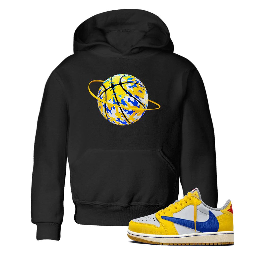 1s Travis Scott Canary shirt to match jordans Camo Basketball Planet sneaker tees Air Jordan 1 Travis Scott Canary SNRT sneaker release tees baby toddler Black 1 cotton Shirt