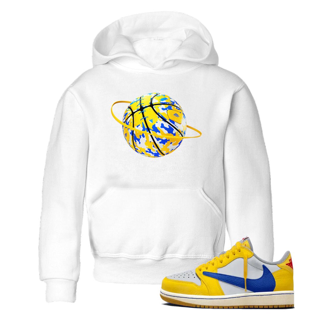 1s Travis Scott Canary shirt to match jordans Camo Basketball Planet sneaker tees Air Jordan 1 Travis Scott Canary SNRT sneaker release tees baby toddler White 1 cotton Shirt