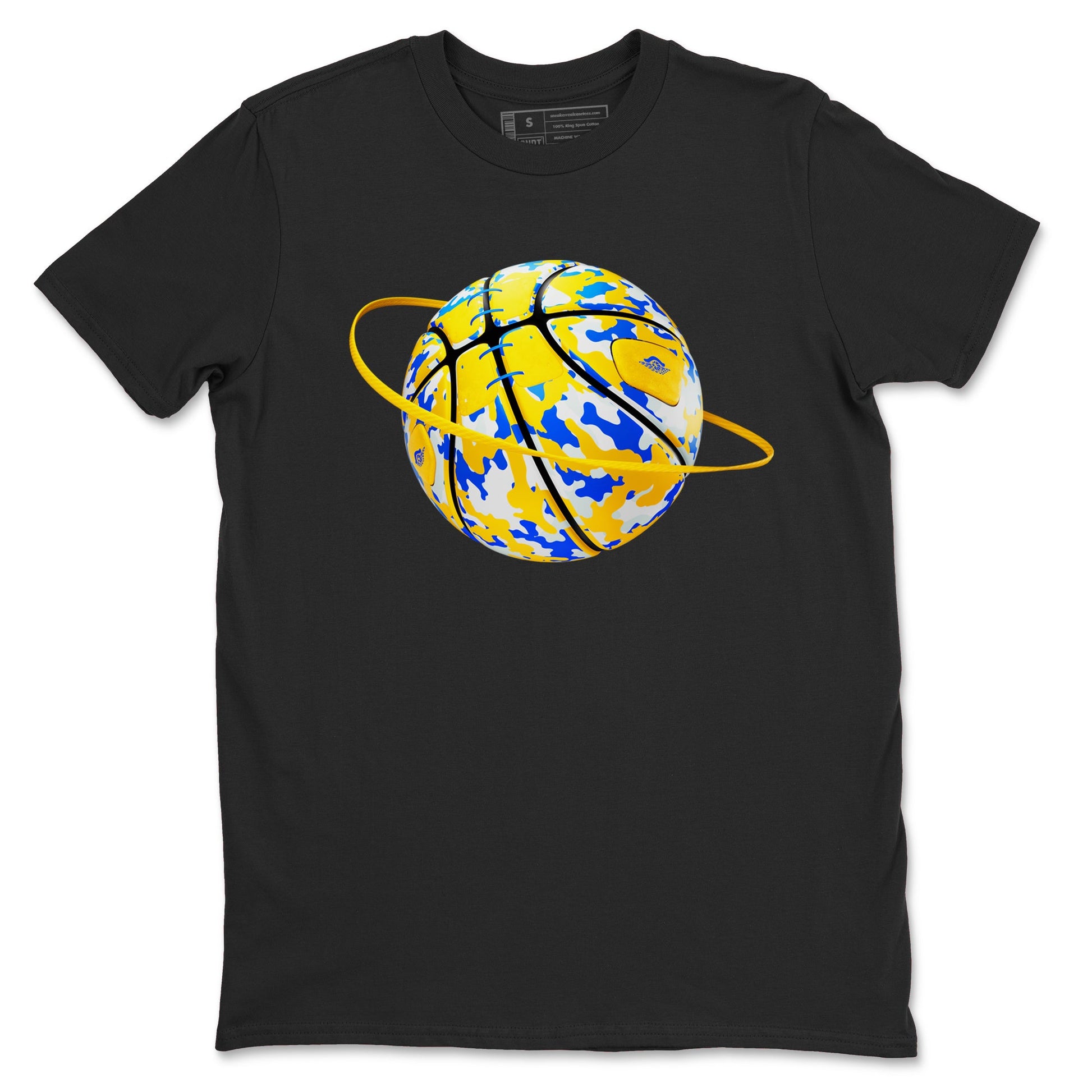 1s Travis Scott Canary shirt to match jordans Camo Basketball Planet sneaker tees Air Jordan 1 Travis Scott Canary SNRT Sneaker Release Tees unisex cotton Black 2 crew neck shirt