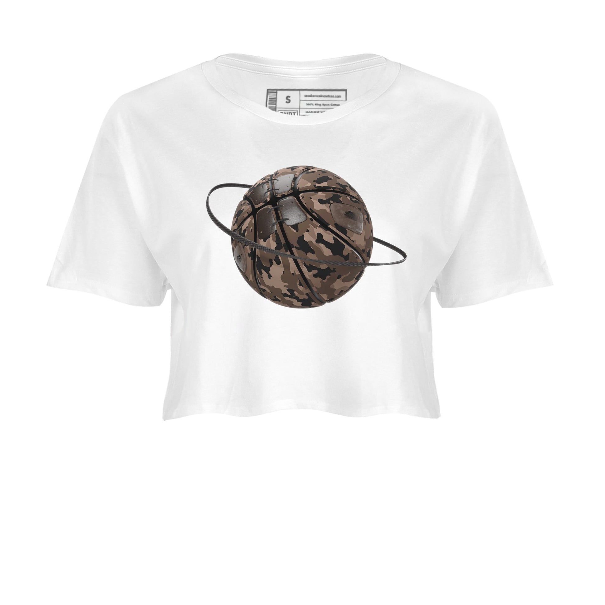 Air Jordan 1 Travis Scott Velvet Brown shirts to match jordans Camo Basketball Planet sneaker match tees Travis Scott x Air Jordan 1 Low OG Velvet Brown best t shirts to wear with jordans SNRT Sneaker Tees unisex cotton White 2 crop tee