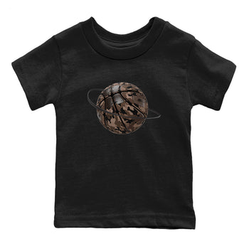 Air Jordan 1 Travis Scott Velvet Brown shirts to match jordans Camo Basketball Planet sneaker match tees Travis Scott x Air Jordan 1 Low OG Velvet Brown best t shirts to wear with jordans SNRT Sneaker Tees Youth Baby Black 2 tee