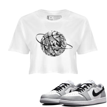 1s Wolf Grey shirts to match jordans Camo Basketball Planet sneaker match tees Air Jordan 1 Wolf Grey SNRT Sneaker Tees streetwear brand White 1 crop tee