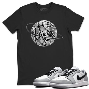 1s Wolf Grey shirts to match jordans Camo Basketball Planet sneaker match tees Air Jordan 1 Wolf Grey SNRT Sneaker Tees streetwear brand Black 1 unisex cotton tee