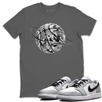 1s Wolf Grey shirts to match jordans Camo Basketball Planet sneaker match tees Air Jordan 1 Wolf Grey SNRT Sneaker Tees streetwear brand Cool Grey 1 unisex cotton tee