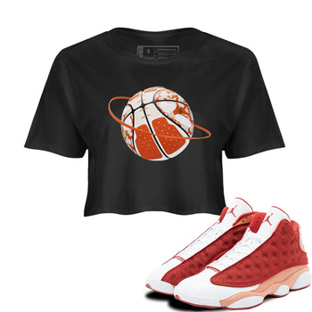 13s Dune Red shirts to match jordans Camo Basketball Planet sneaker match tees Air Jordan 13 Dune Red SNRT Sneaker Tees streetwear brand Black 1 crop tee