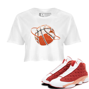 13s Dune Red shirts to match jordans Camo Basketball Planet sneaker match tees Air Jordan 13 Dune Red SNRT Sneaker Tees streetwear brand White 1 crop tee