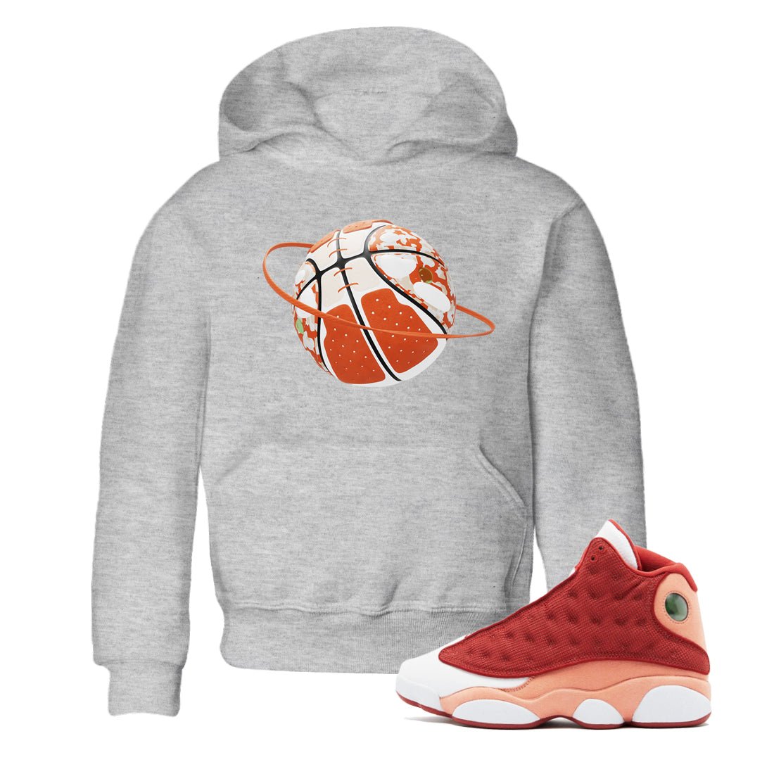13s Dune Red shirts to match jordans Camo Basketball Planet sneaker match tees Air Jordan 13 Dune Red SNRT Sneaker Tees streetwear brand Baby and Youth Heather Grey 1 cotton tee