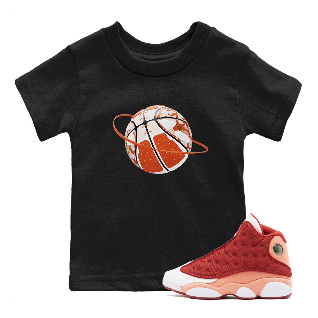 13s Dune Red shirts to match jordans Camo Basketball Planet sneaker match tees Air Jordan 13 Dune Red SNRT Sneaker Tees streetwear brand Baby and Youth Black 1 cotton tee