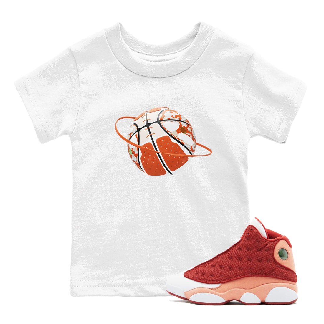 13s Dune Red shirts to match jordans Camo Basketball Planet sneaker match tees Air Jordan 13 Dune Red SNRT Sneaker Tees streetwear brand Baby and Youth White 1 cotton tee