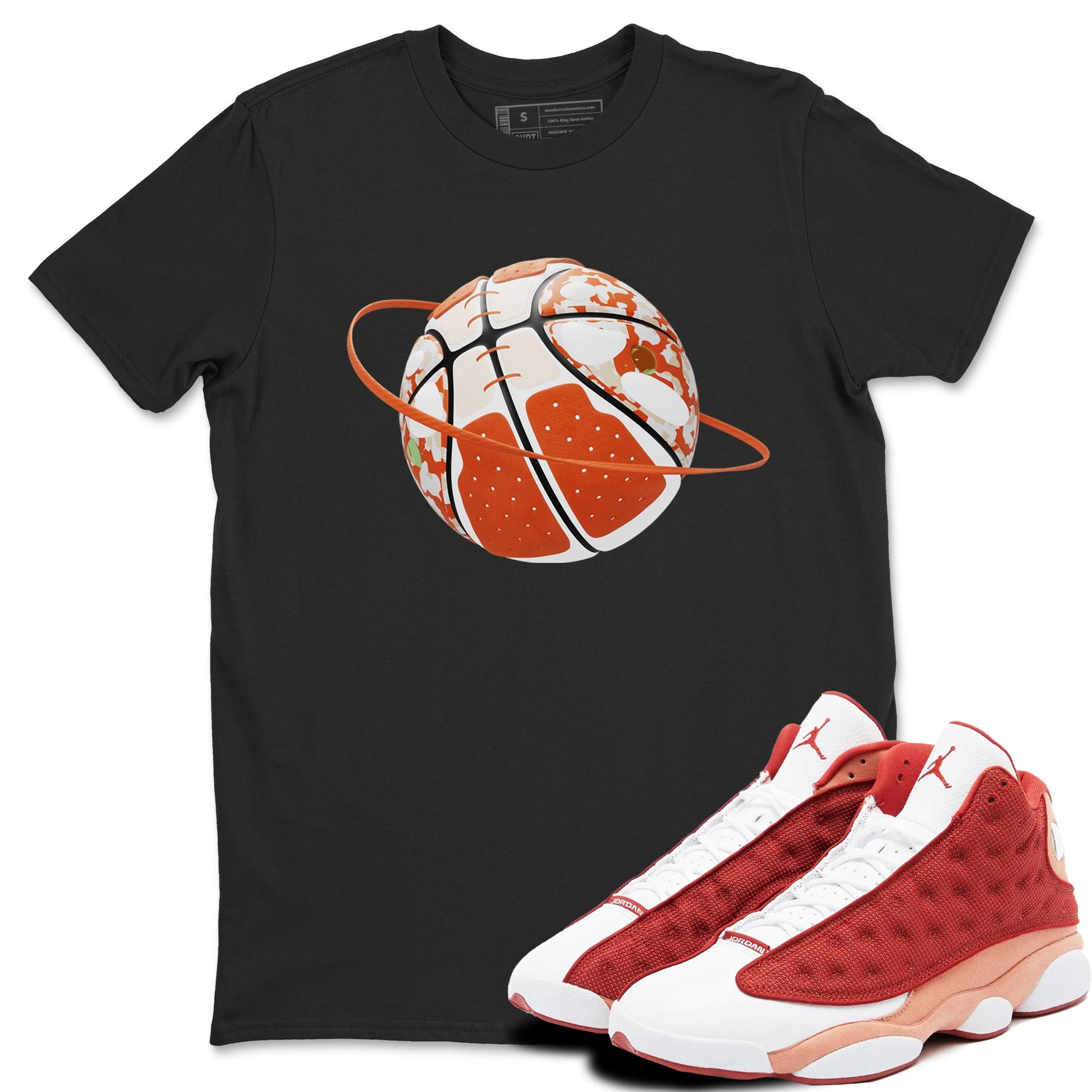 13s Dune Red shirts to match jordans Camo Basketball Planet sneaker match tees Air Jordan 13 Dune Red SNRT Sneaker Tees streetwear brand Black 1 unisex cotton tee