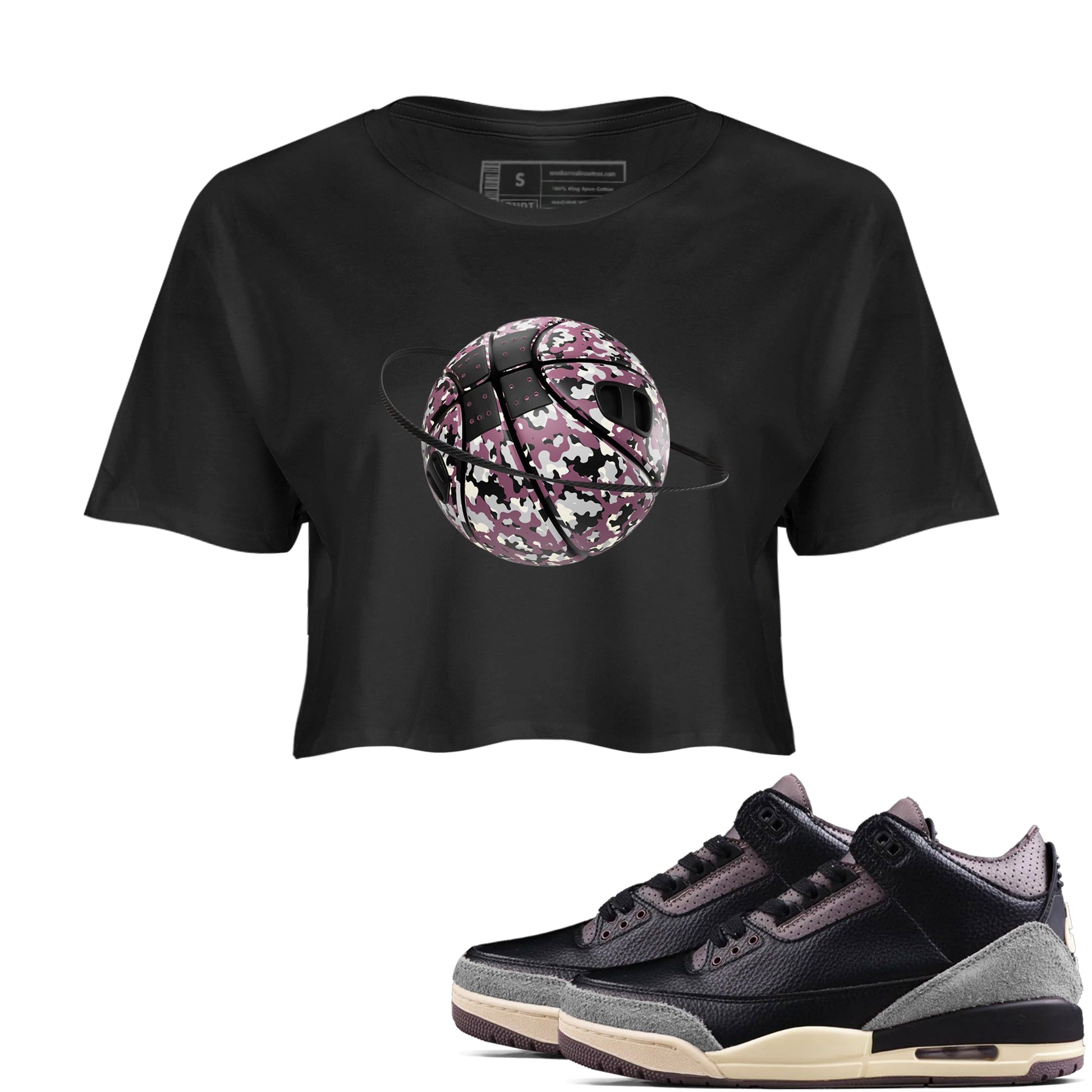 3s A Ma Maniere x Black shirts to match jordans Camo Basketball Planet sneaker match tees A Ma Maniere x Air Jordan 3 _hile You Were Sleeping_neaker Release Tees unisex cotton Black 1 Crop Shirts