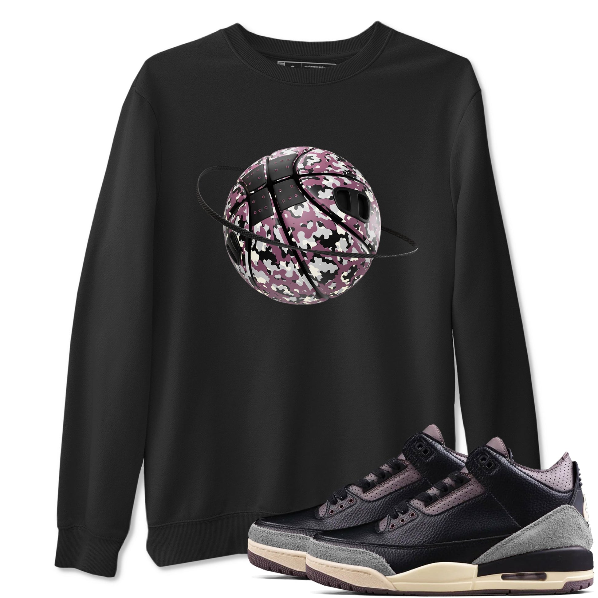 3s A Ma Maniere x Black shirts to match jordans Camo Basketball Planet sneaker match tees A Ma Maniere x Air Jordan 3 _hile You Were Sleeping_neaker Release Tees unisex cotton Black 1 crew neck shirts