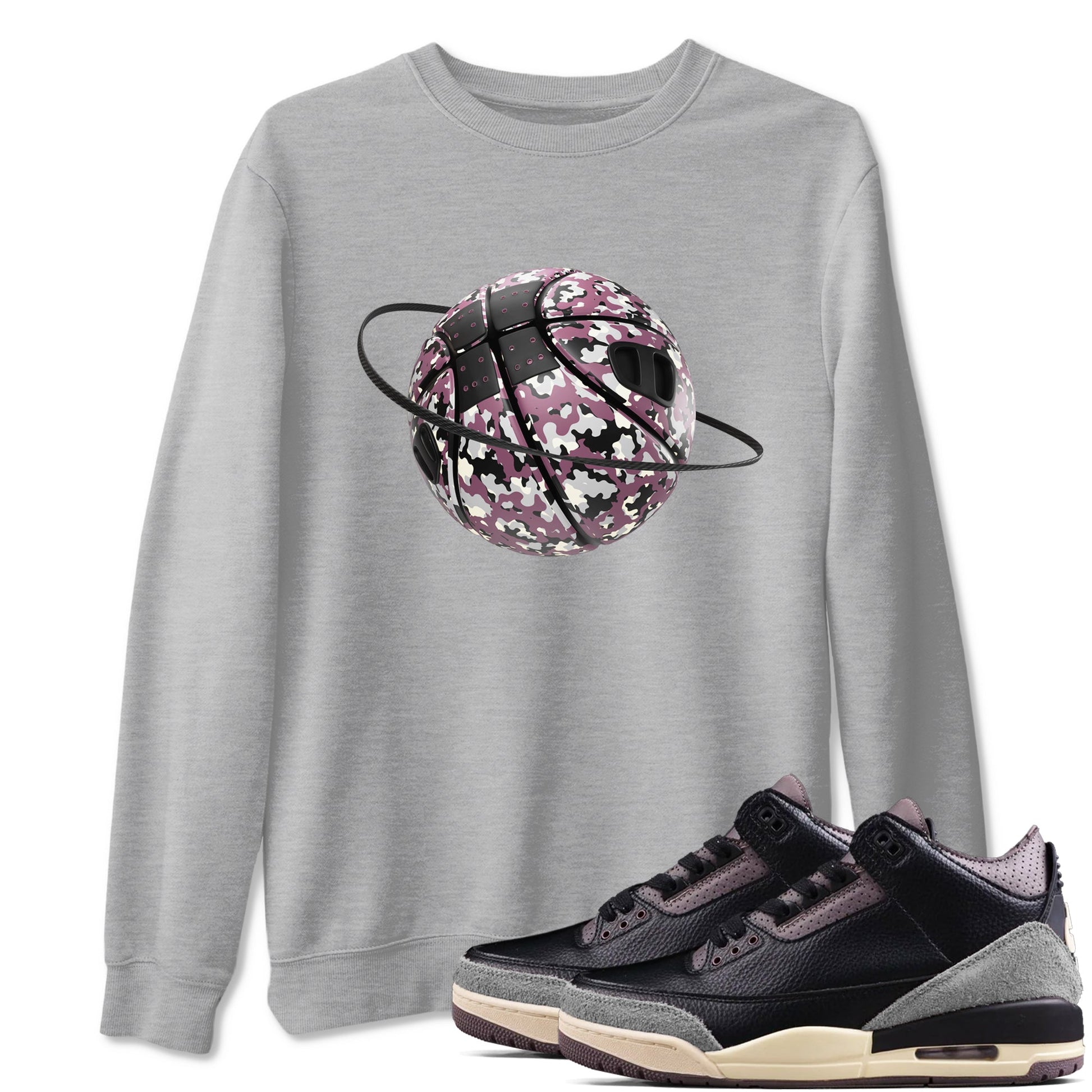 3s A Ma Maniere x Black shirts to match jordans Camo Basketball Planet sneaker match tees A Ma Maniere x Air Jordan 3 _hile You Were Sleeping_neaker Release Tees unisex cotton Heather Grey 1 crew neck shirts