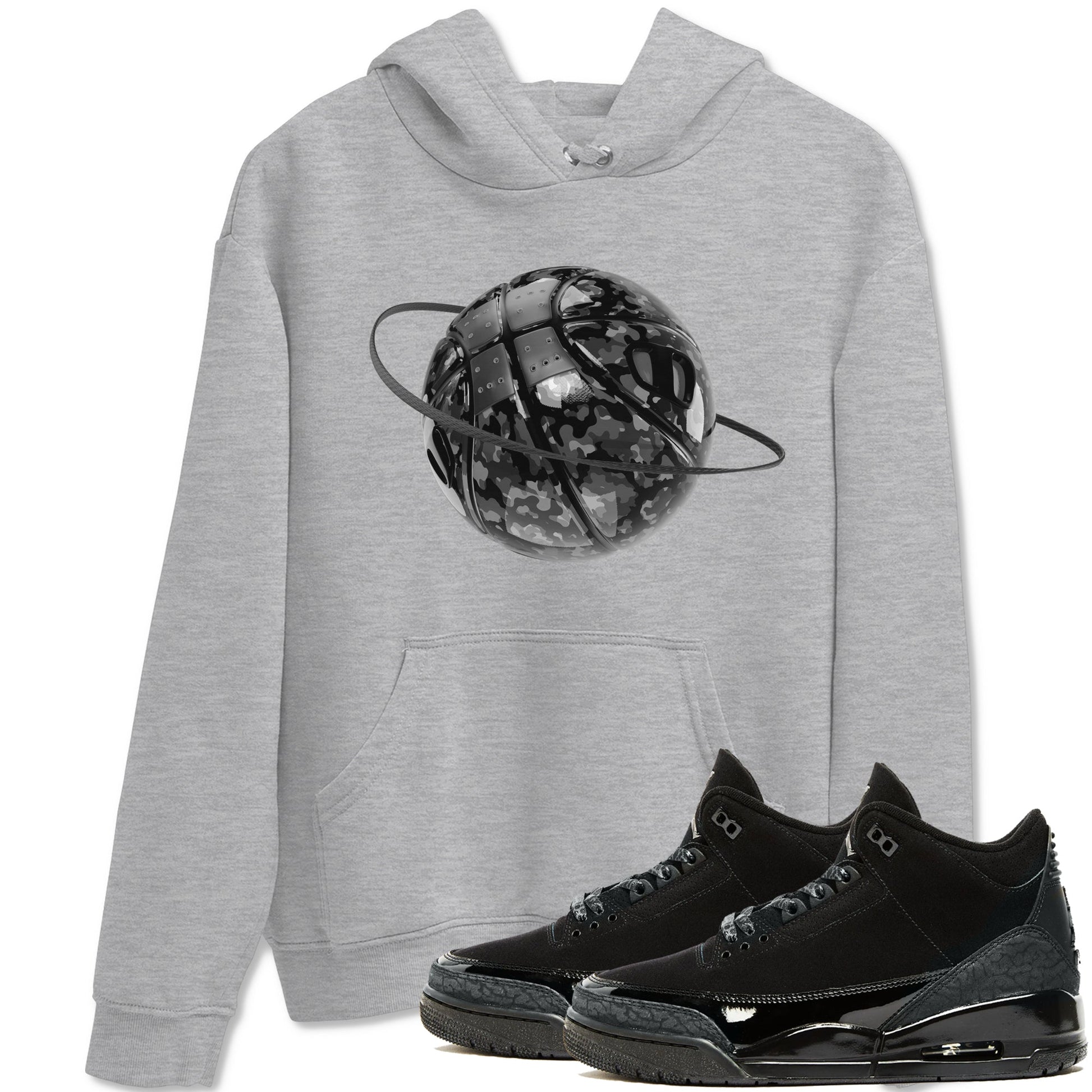 Air Jordan 3 Black Cat shirts to match jordans Camo Basketball Planet sneaker tees 3s Retro Black Cat best t-shirts to wear with jordans SNRT Sneaker Tees unisex cotton Heather Grey 1 shirts