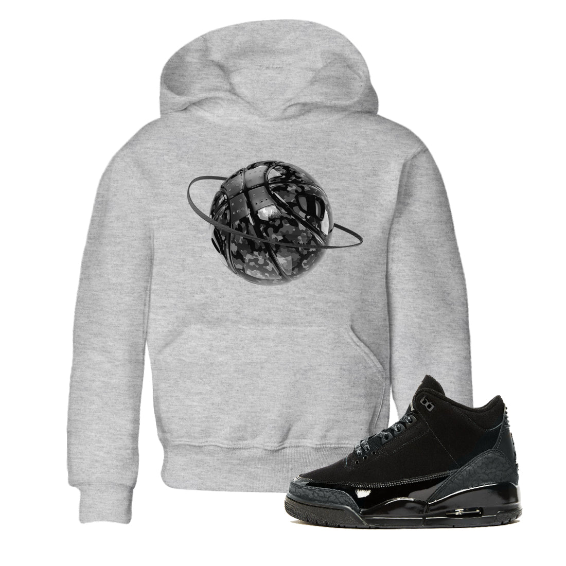Air Jordan 3 Black Cat shirts to match jordans Camo Basketball Planet sneaker tees 3s Retro Black Cat best t-shirts to wear with jordans SNRT Sneaker Tees Youth Baby Heather Grey 1 tee