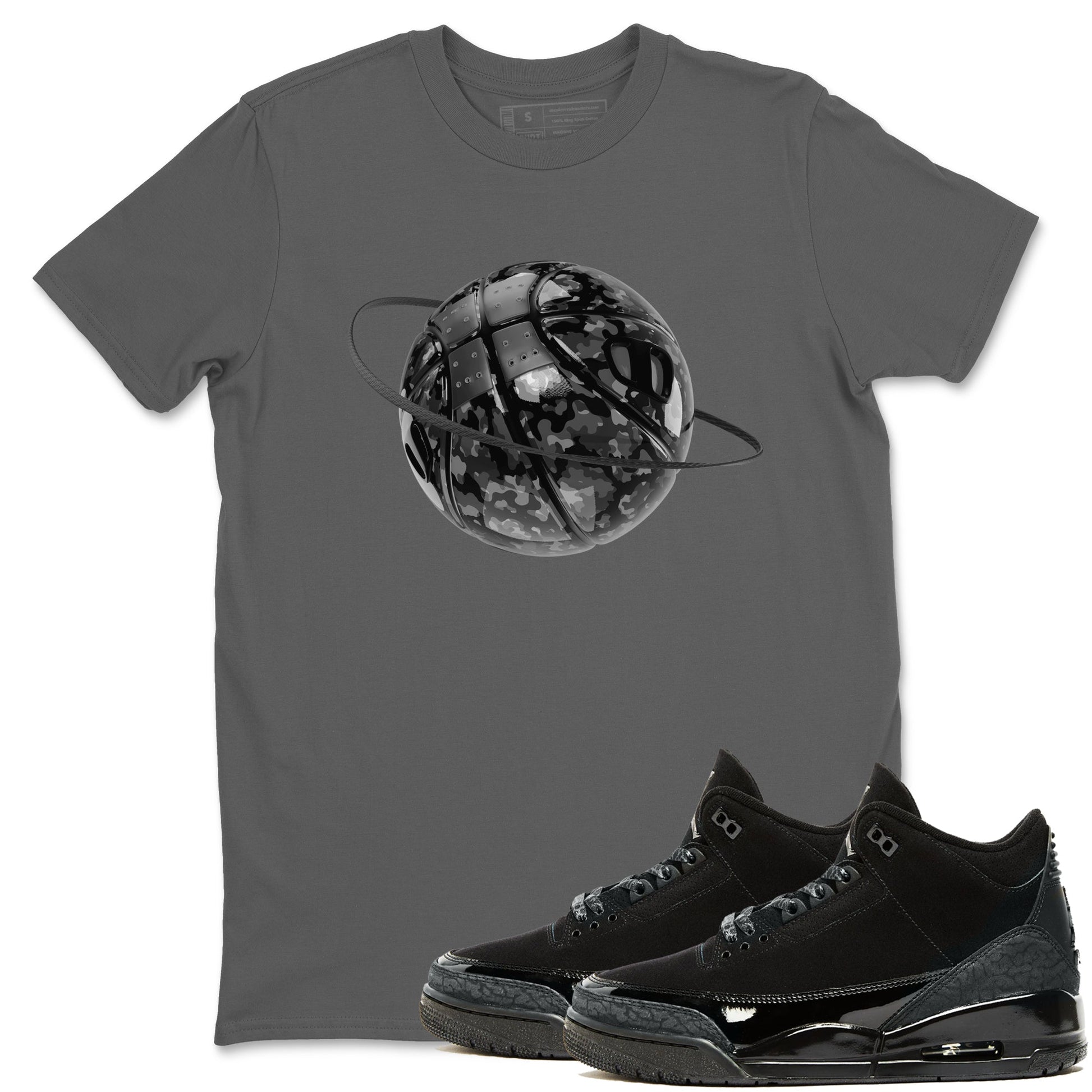 Air Jordan 3 Black Cat shirts to match jordans Camo Basketball Planet sneaker tees 3s Retro Black Cat best t-shirts to wear with jordans SNRT Sneaker Tees unisex cotton Cool Grey 1 shirts