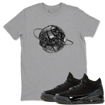 Air Jordan 3 Black Cat shirts to match jordans Camo Basketball Planet sneaker tees 3s Retro Black Cat best t-shirts to wear with jordans SNRT Sneaker Tees unisex cotton Heather Grey 1 shirts