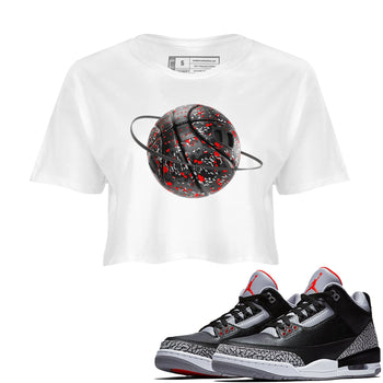 3s Black Cement shirts to match jordans Camo Basketball Planet sneaker match tees Air Jordan 3 Black Cement match shoes to clothes SNRT Sneaker Tees unisex cotton White 1 crop tee