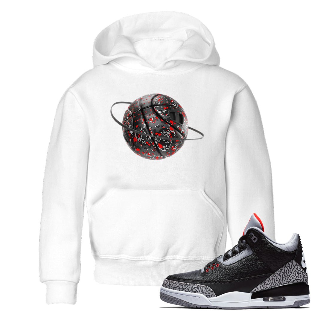 3s Black Cement shirts to match jordans Camo Basketball Planet sneaker match tees Air Jordan 3 Black Cement match shoes to clothes SNRT Sneaker Tees Youth Baby White 1 tee