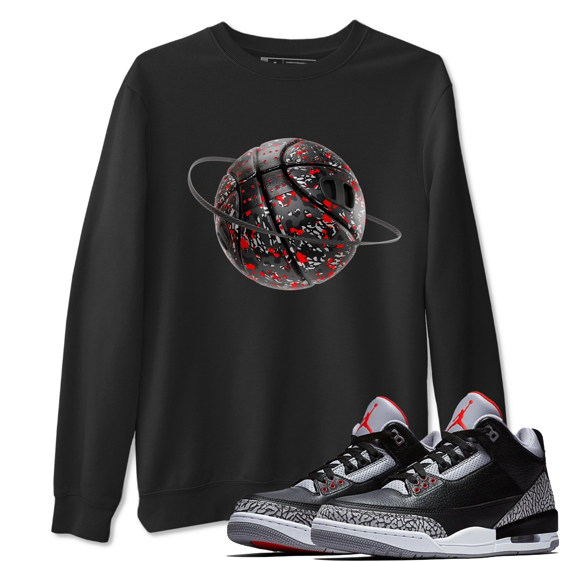 3s Black Cement shirts to match jordans Camo Basketball Planet sneaker match tees Air Jordan 3 Black Cement match shoes to clothes SNRT Sneaker Tees unisex cotton Black 1 shirts