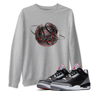 3s Black Cement shirts to match jordans Camo Basketball Planet sneaker match tees Air Jordan 3 Black Cement match shoes to clothes SNRT Sneaker Tees unisex cotton Heather Grey 1 shirts