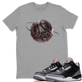 3s Black Cement shirts to match jordans Camo Basketball Planet sneaker match tees Air Jordan 3 Black Cement match shoes to clothes SNRT Sneaker Tees unisex cotton Heather Grey 1 shirts
