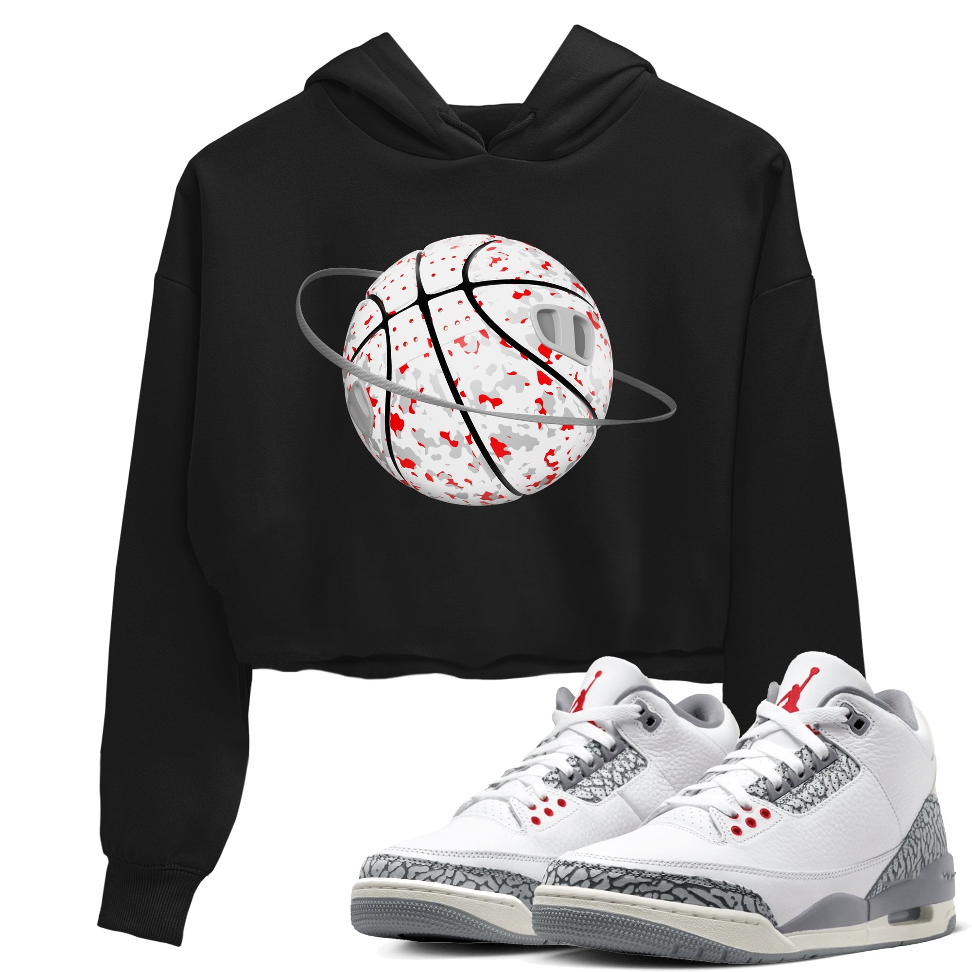 3s Cement Grey shirts to match jordans Camo Basketball Planet sneaker match tees Air Jordan 3 Cement Grey SNRT Sneaker Release Tees unisex cotton Black 1 Crop Shirts
