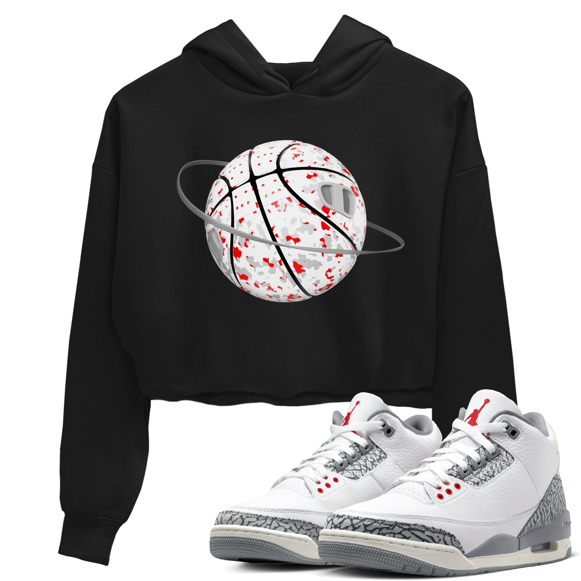 3s Cement Grey shirts to match jordans Camo Basketball Planet sneaker match tees Air Jordan 3 Cement Grey SNRT Sneaker Release Tees unisex cotton Black 1 Crop Shirts