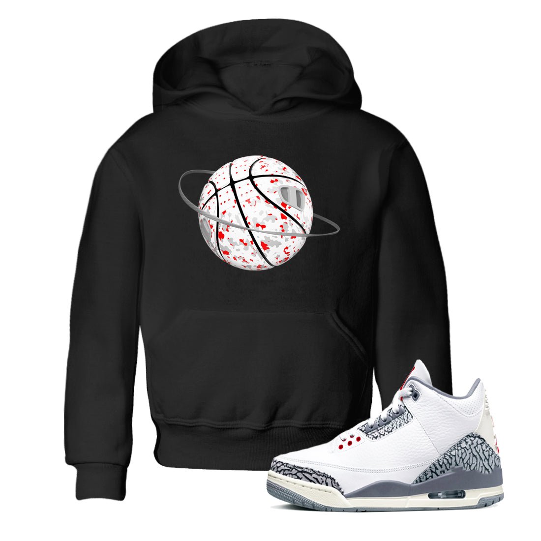 3s Cement Grey shirts to match jordans Camo Basketball Planet sneaker match tees Air Jordan 3 Cement Grey SNRT Sneaker Release Tees Youth Baby Black 1 crew neck shirts