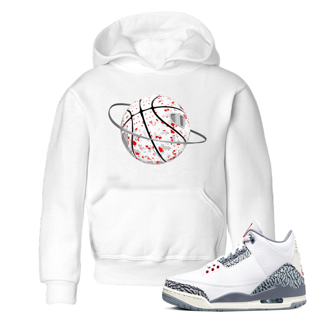 3s Cement Grey shirts to match jordans Camo Basketball Planet sneaker match tees Air Jordan 3 Cement Grey SNRT Sneaker Release Tees Youth Baby White 1 crew neck shirts