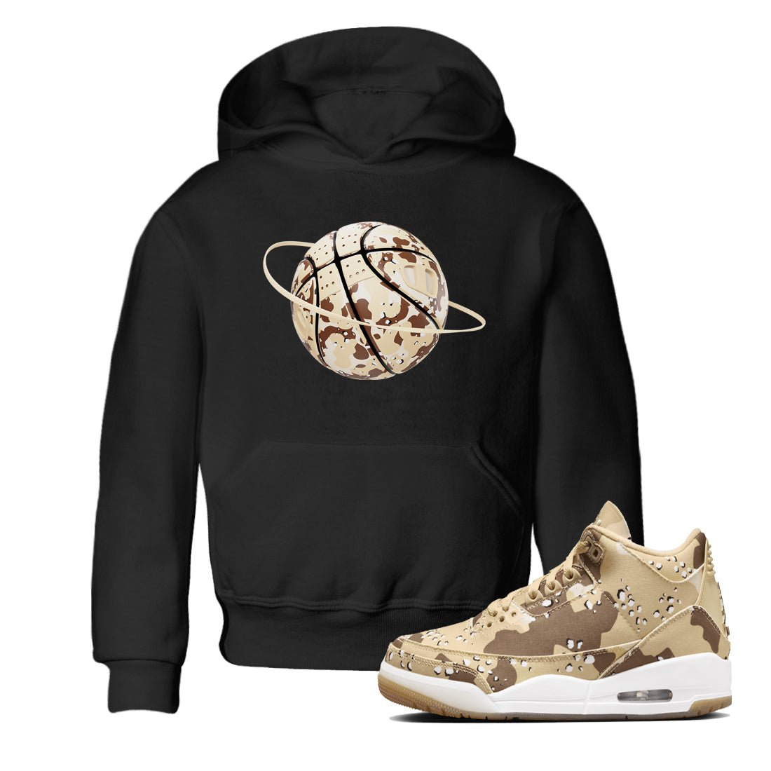 AJ3 Desert Camo shirts to match jordans Camo Basketball Planet sneaker match tees Air Jordan 3 Desert Camo SNRT Sneaker Tees streetwear brand Baby and Youth Black 1 cotton tee