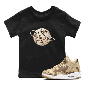 AJ3 Desert Camo shirts to match jordans Camo Basketball Planet sneaker match tees Air Jordan 3 Desert Camo SNRT Sneaker Tees streetwear brand Baby and Youth Black 1 cotton tee