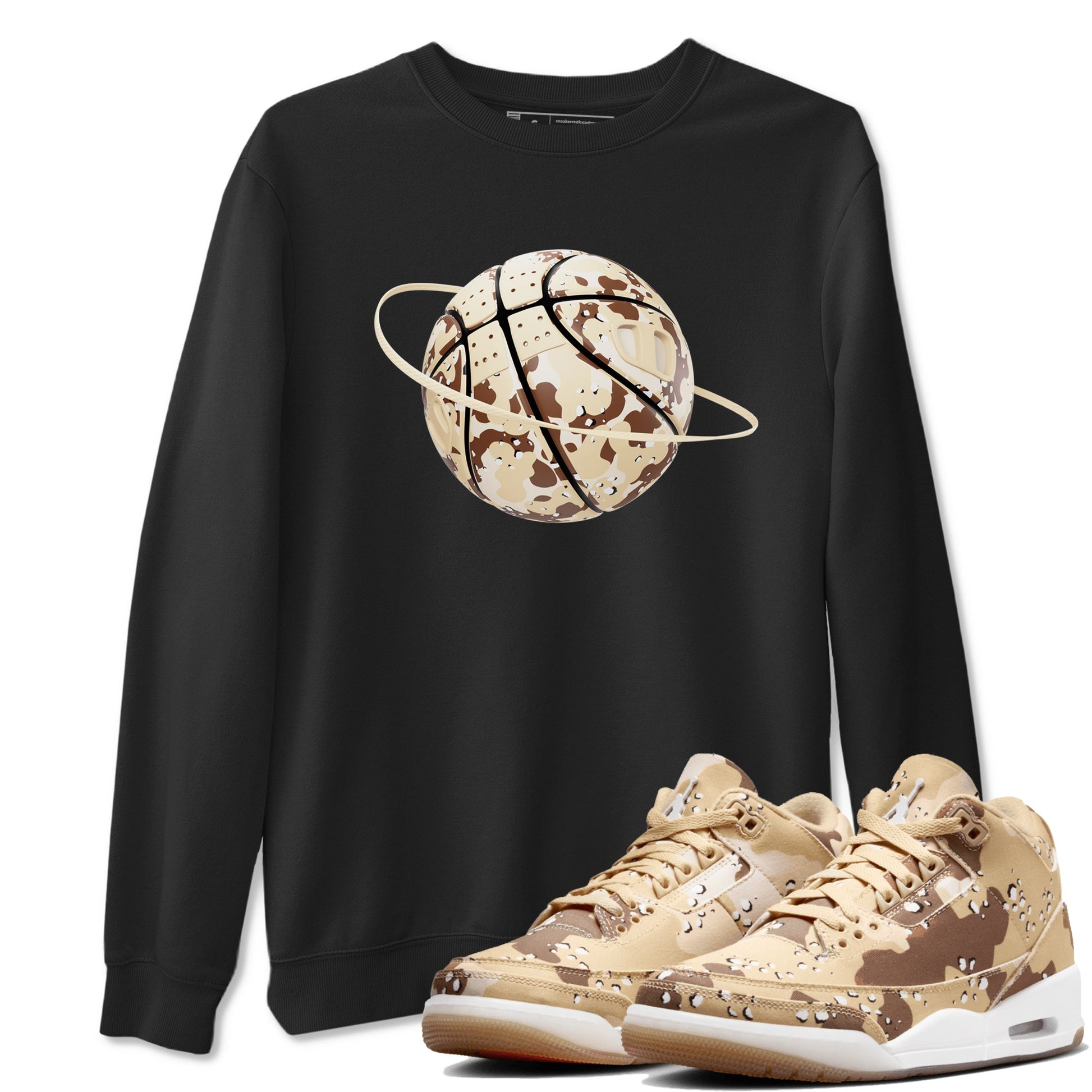 AJ3 Desert Camo shirts to match jordans Camo Basketball Planet sneaker match tees Air Jordan 3 Desert Camo SNRT Sneaker Tees streetwear brand Black 1 unisex cotton tee