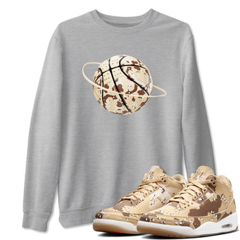 AJ3 Desert Camo shirts to match jordans Camo Basketball Planet sneaker match tees Air Jordan 3 Desert Camo SNRT Sneaker Tees streetwear brand Heather Grey 1 unisex cotton tee