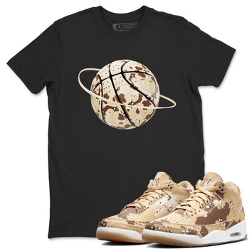 AJ3 Desert Camo shirts to match jordans Camo Basketball Planet sneaker match tees Air Jordan 3 Desert Camo SNRT Sneaker Tees streetwear brand Black 1 unisex cotton tee