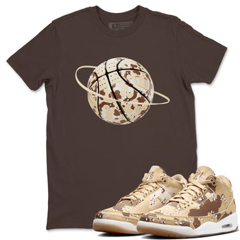 AJ3 Desert Camo shirts to match jordans Camo Basketball Planet sneaker match tees Air Jordan 3 Desert Camo SNRT Sneaker Tees streetwear brand Dark Chocolate 1 unisex cotton tee