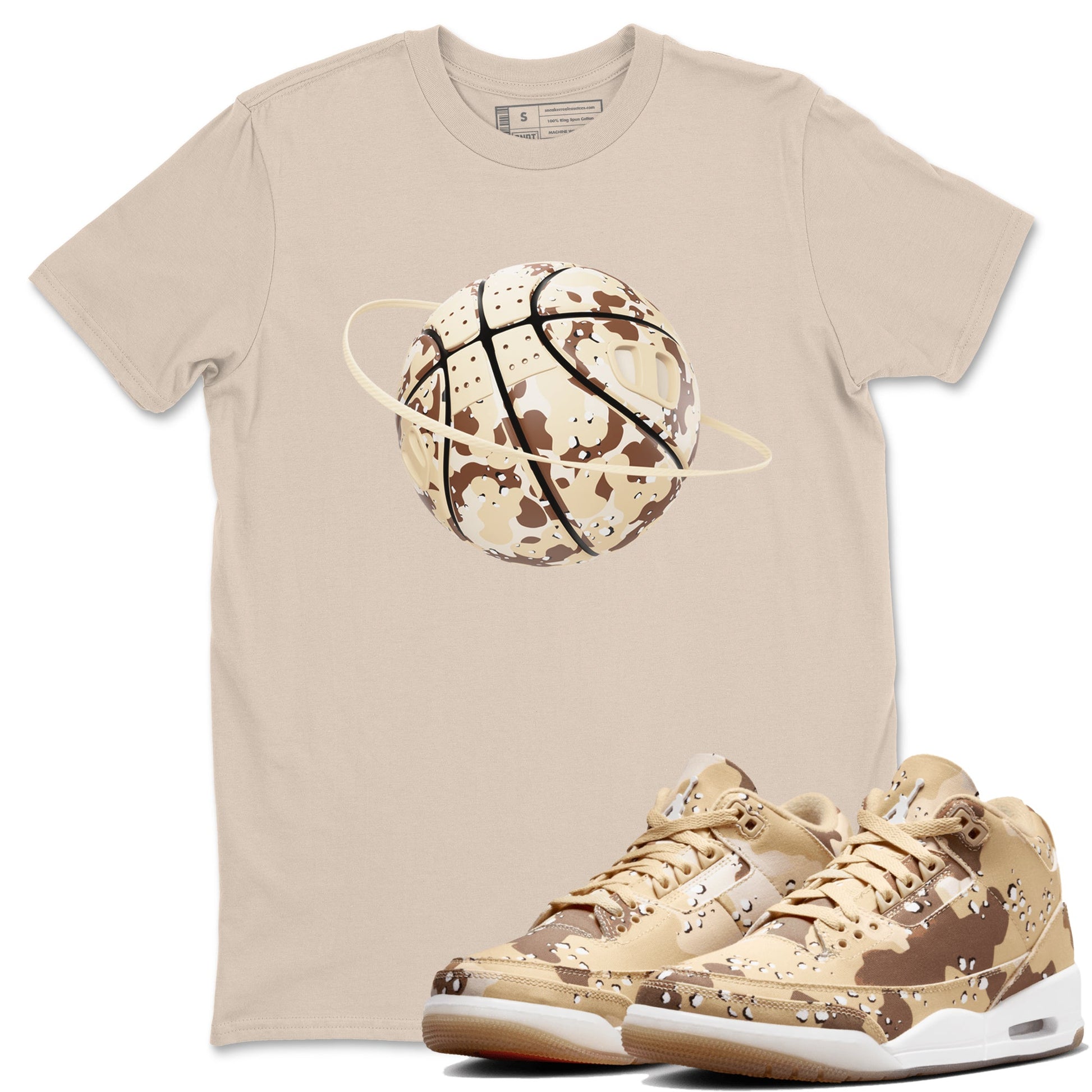 AJ3 Desert Camo shirts to match jordans Camo Basketball Planet sneaker match tees Air Jordan 3 Desert Camo SNRT Sneaker Tees streetwear brand Sand 1 unisex cotton tee
