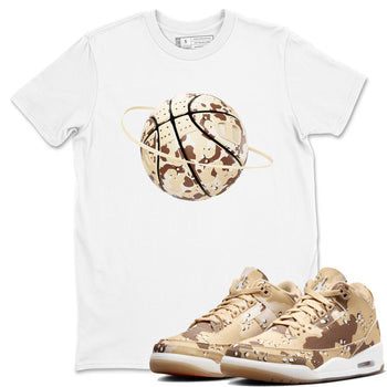AJ3 Desert Camo shirts to match jordans Camo Basketball Planet sneaker match tees Air Jordan 3 Desert Camo SNRT Sneaker Tees streetwear brand White 1 unisex cotton tee