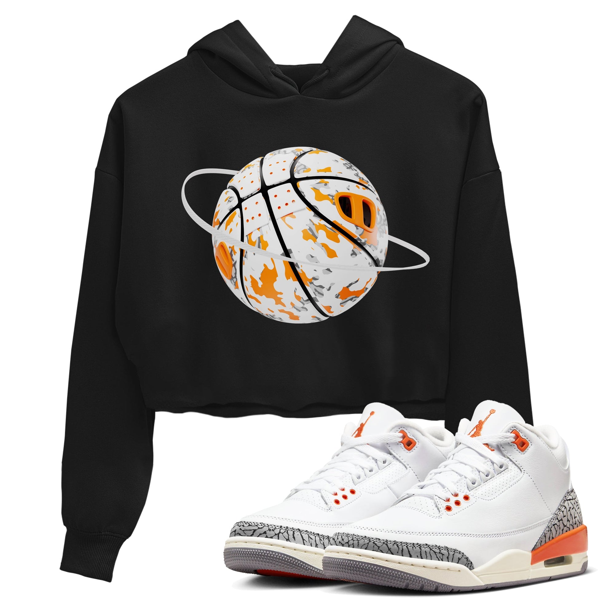 3s Georgia Peach shirt to match jordans Camo Basketball Planet sneaker tees Air Jordan 3 Georgia Peach SNRT Sneaker Release Tees Black 1 crop length shirt